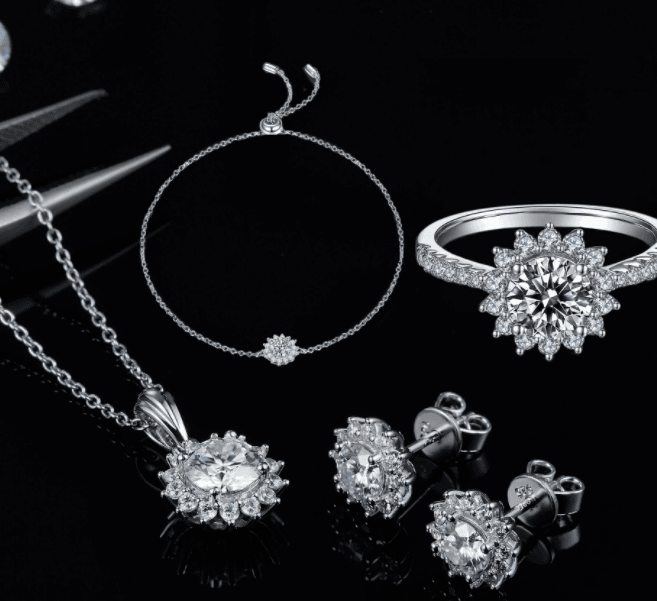 Colar de Prata 925 com Brinco e Pulseira