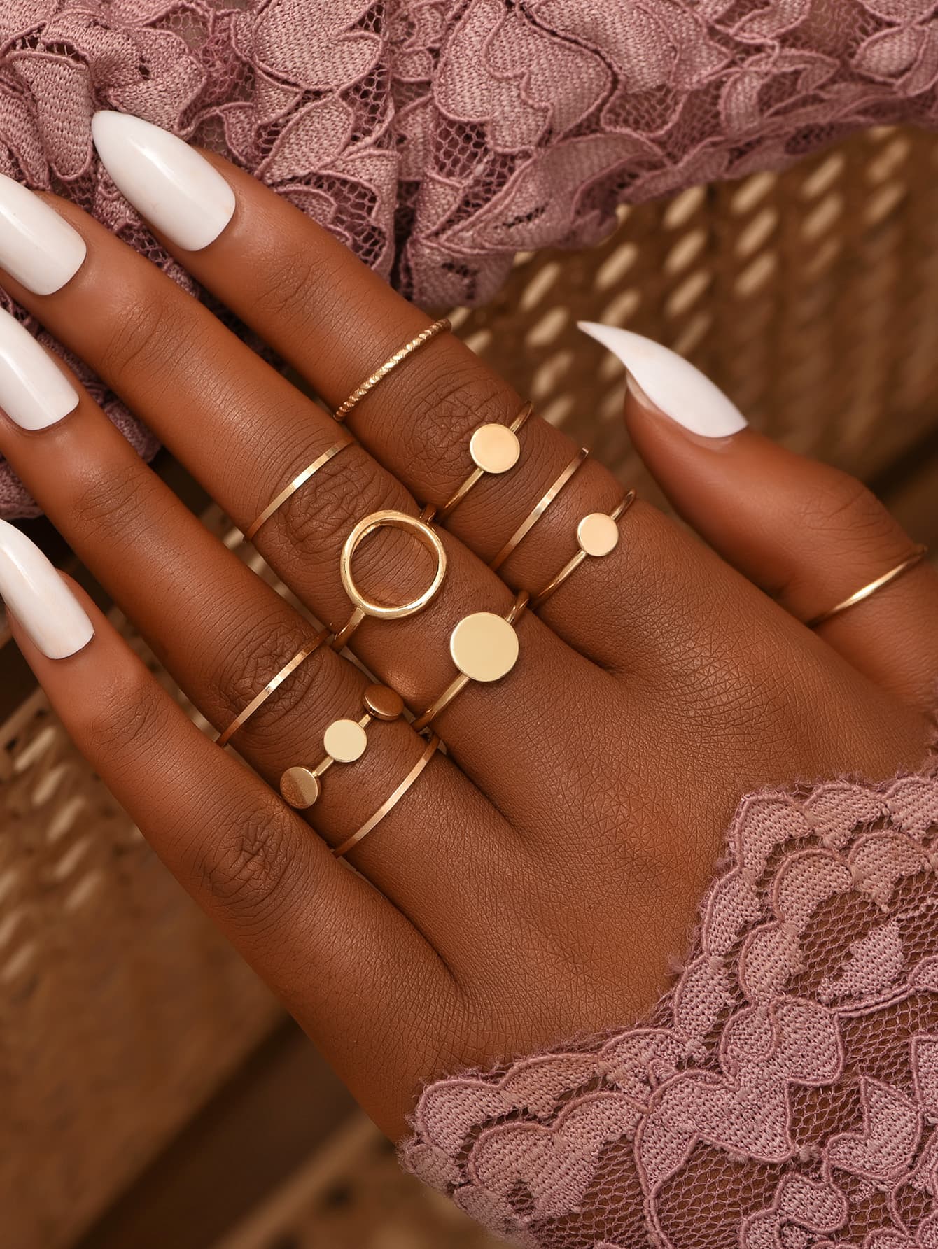 Conjunto de anéis de metal