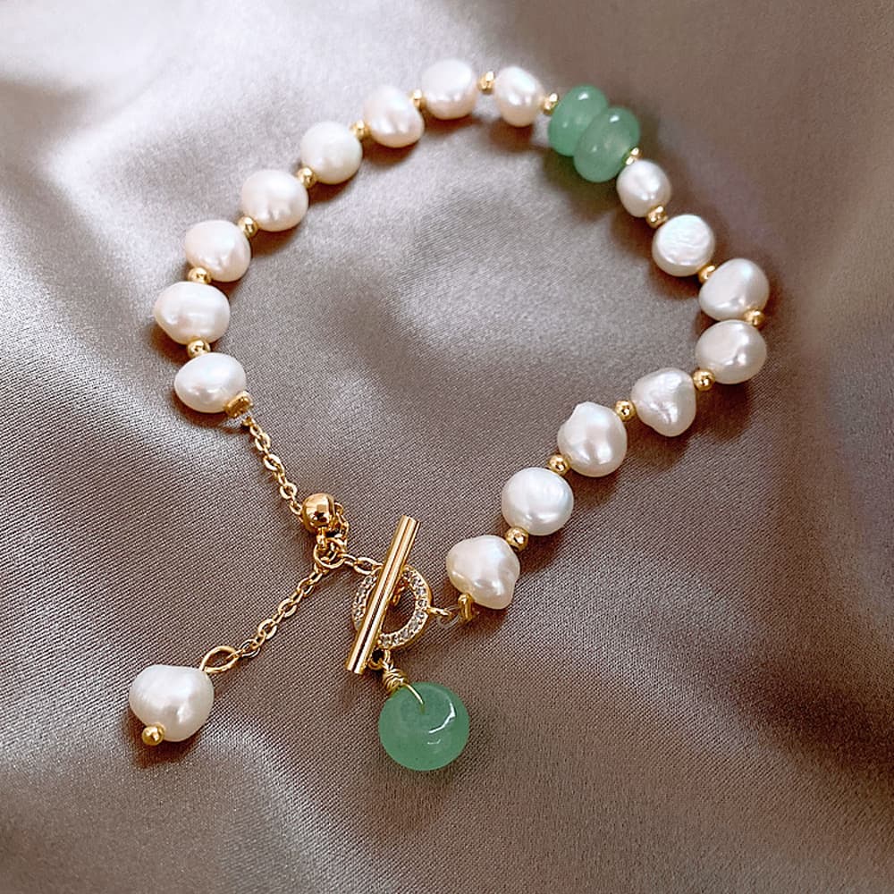 Feminino Irregular Freshwater Pearl Adjustable Pulseira
