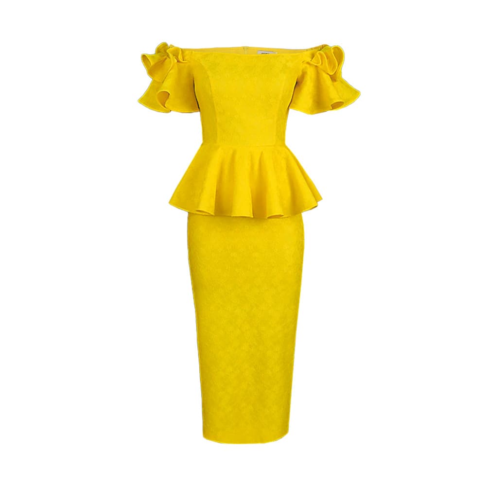 Vestido de um ombro só com babados, estilo de celebridade feminina 3