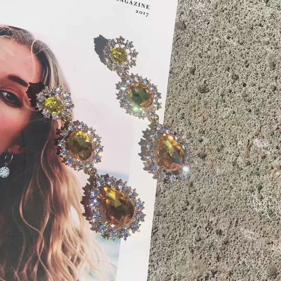 Brincos de cristal com glitter, estilo temperamento, para mulheres. 2