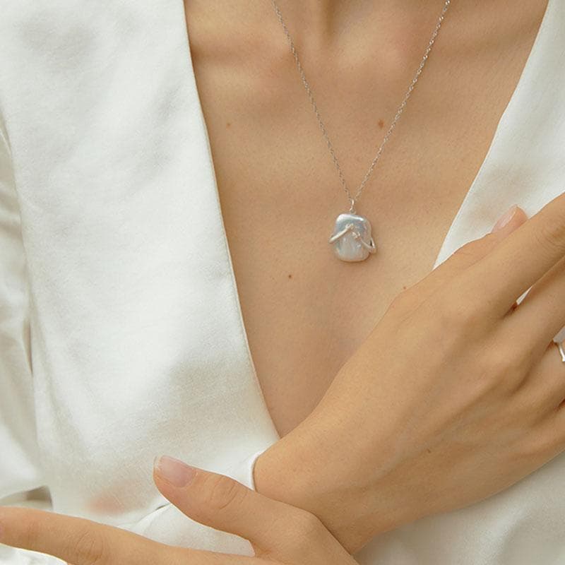 Unique Square Baroque Pearl Couple Pingente Colar Valentines Day Lover Gift Festa Joias