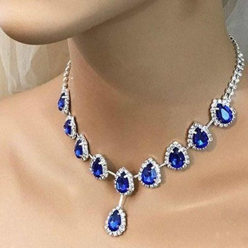 Colar de zircônia azul para mulheres 3