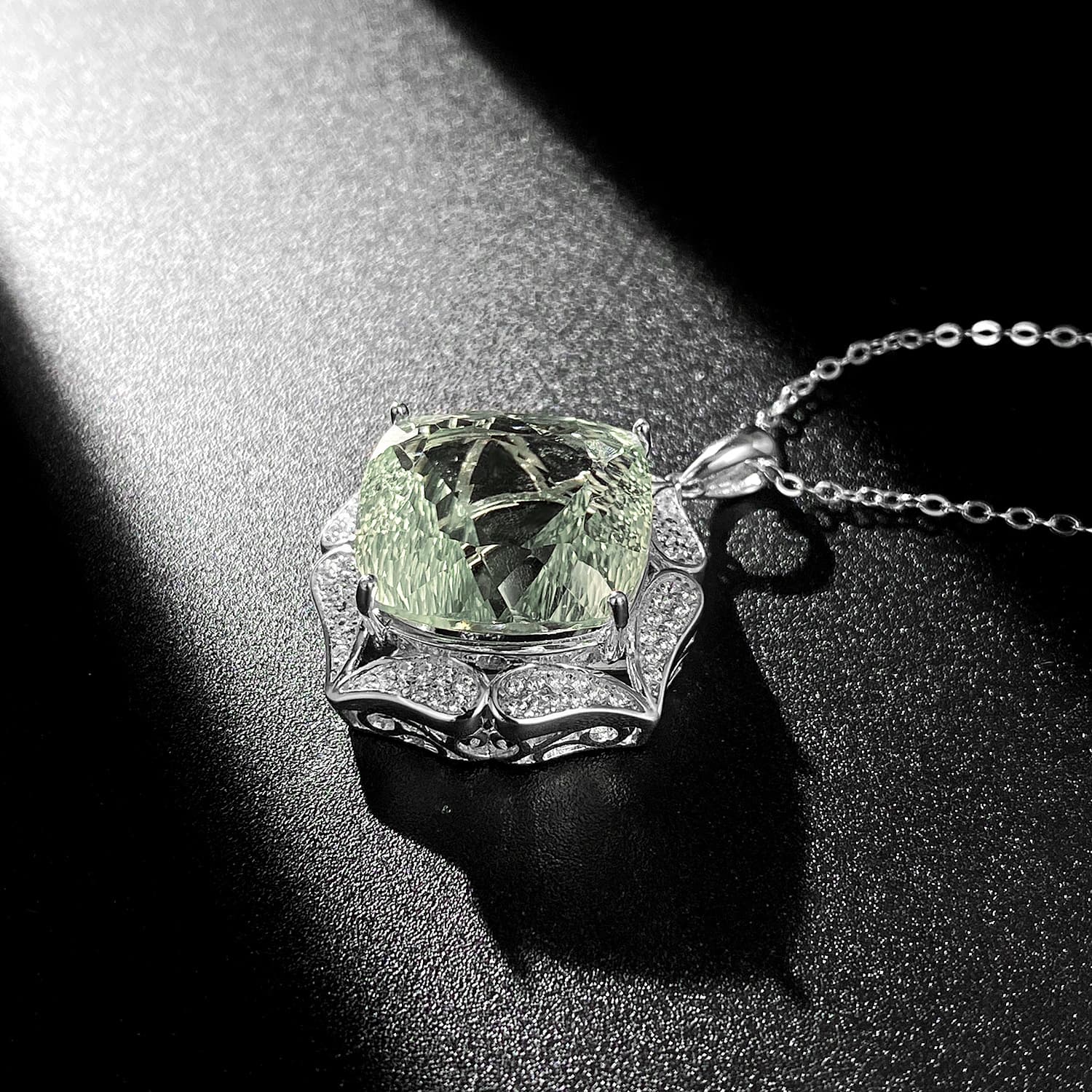 Conjunto de Joias de Prata S925 com Cristais Verdes