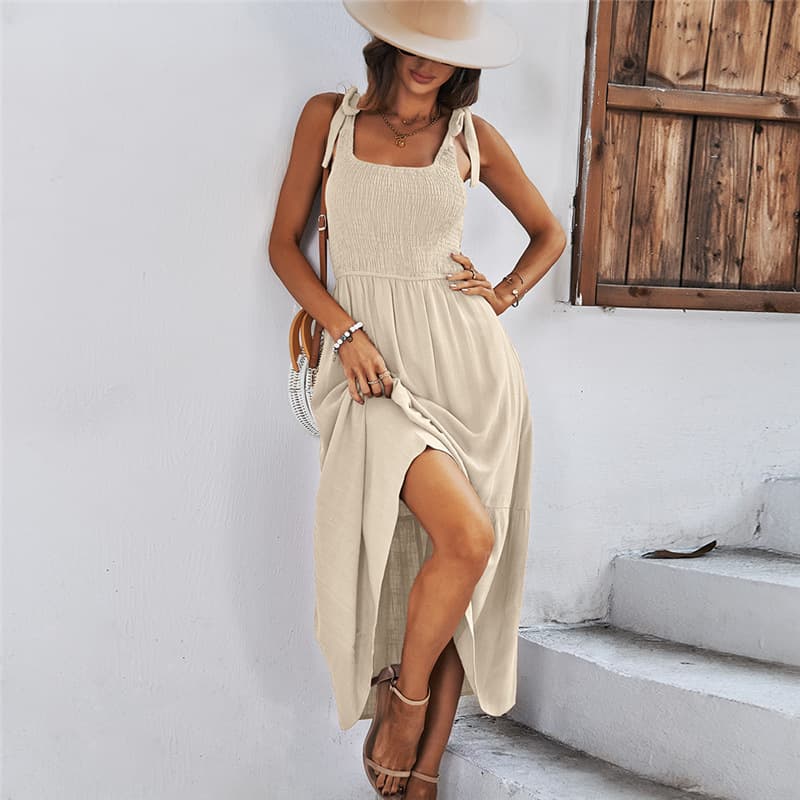 Vestido preto liso com alças finas para mulheres, ideal para o verão. 2
