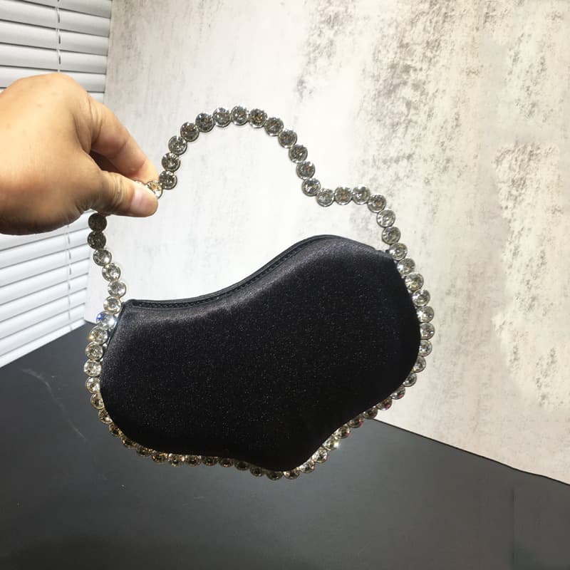 Nova bolsa de mão irregular com strass para mulheres