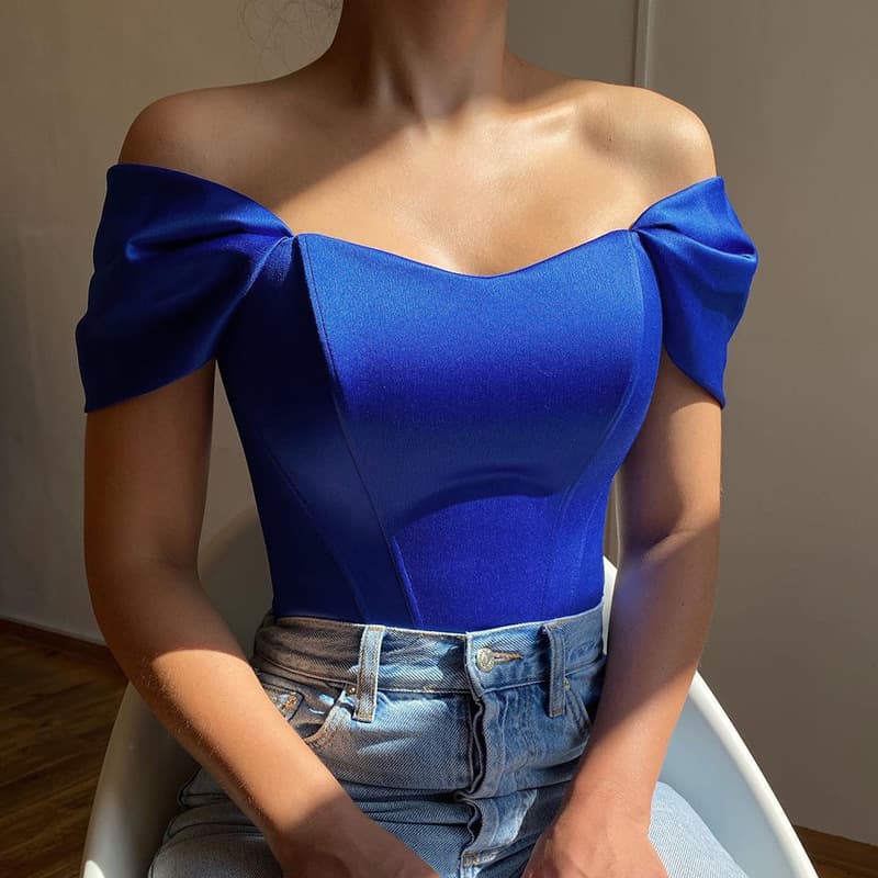 Top tomara que caia estilo corset espinha de peixe e blusa d 4