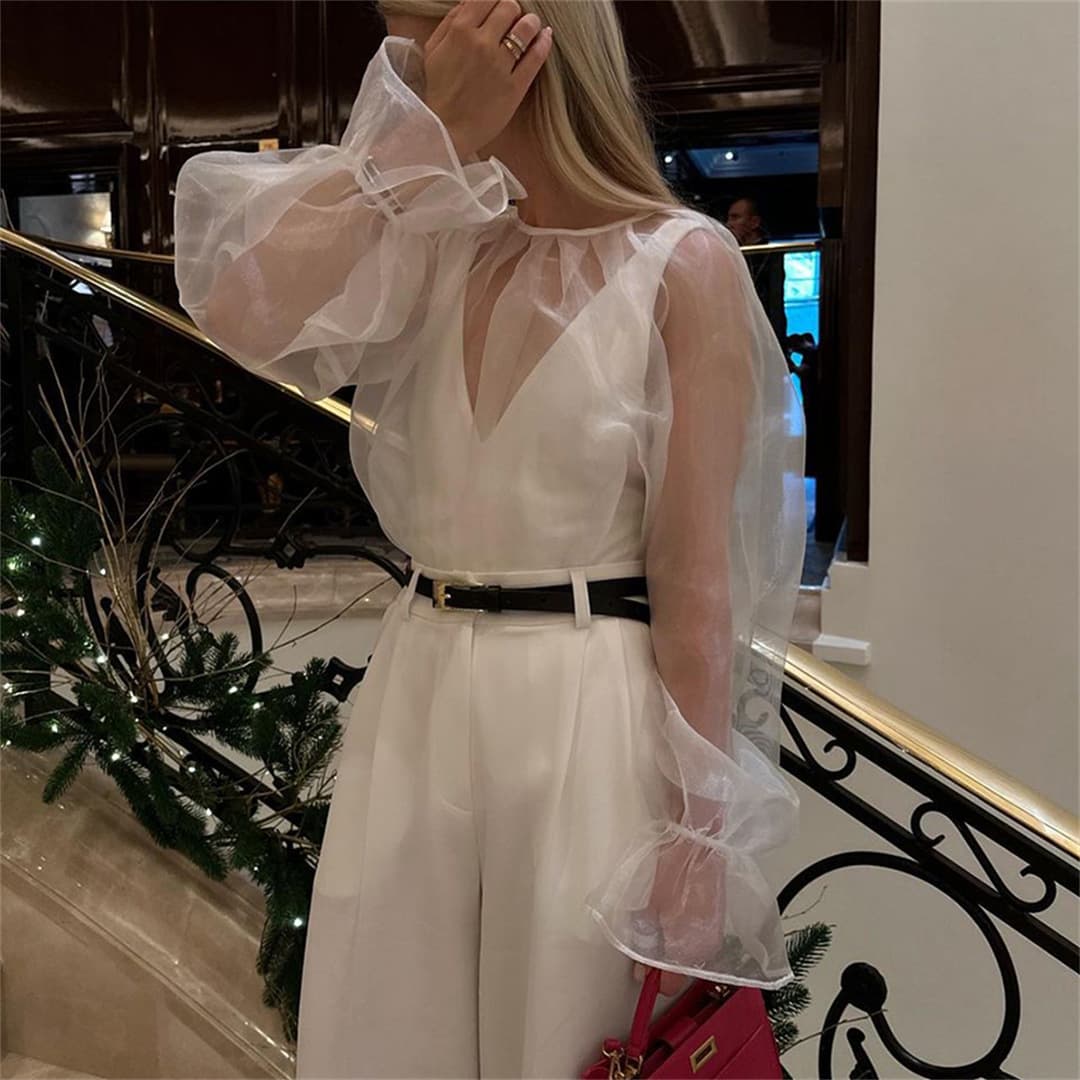 Blusa feminina estilo bata, transparente e folgada 4