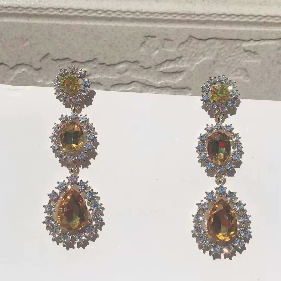 Brincos de cristal com glitter, estilo temperamento, para mulheres. 3
