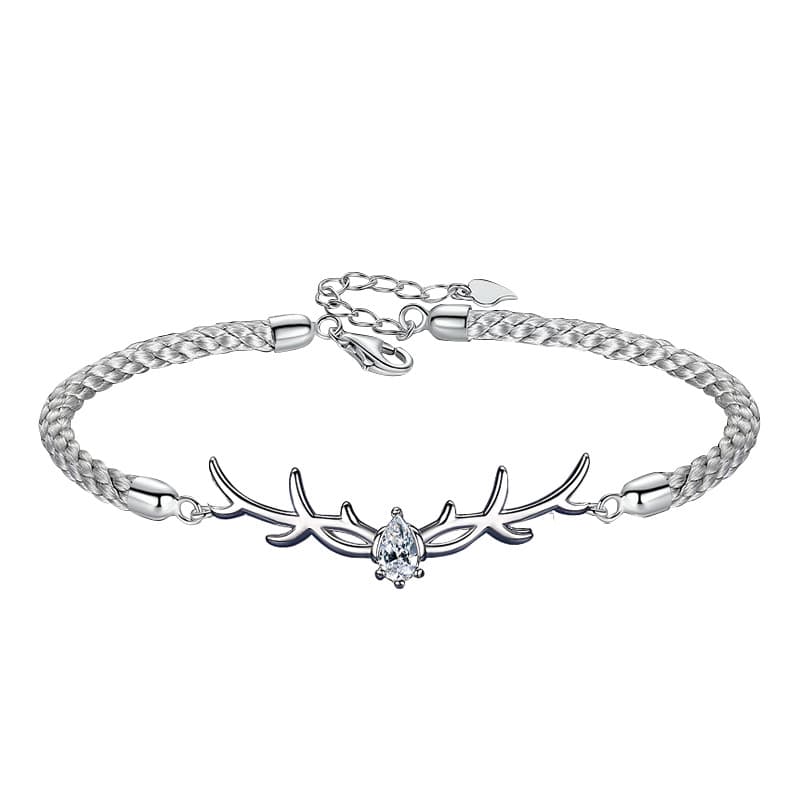 Pulseira de casal feminina em cor prata