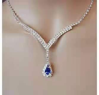 Colar de zircônia azul para mulheres 2