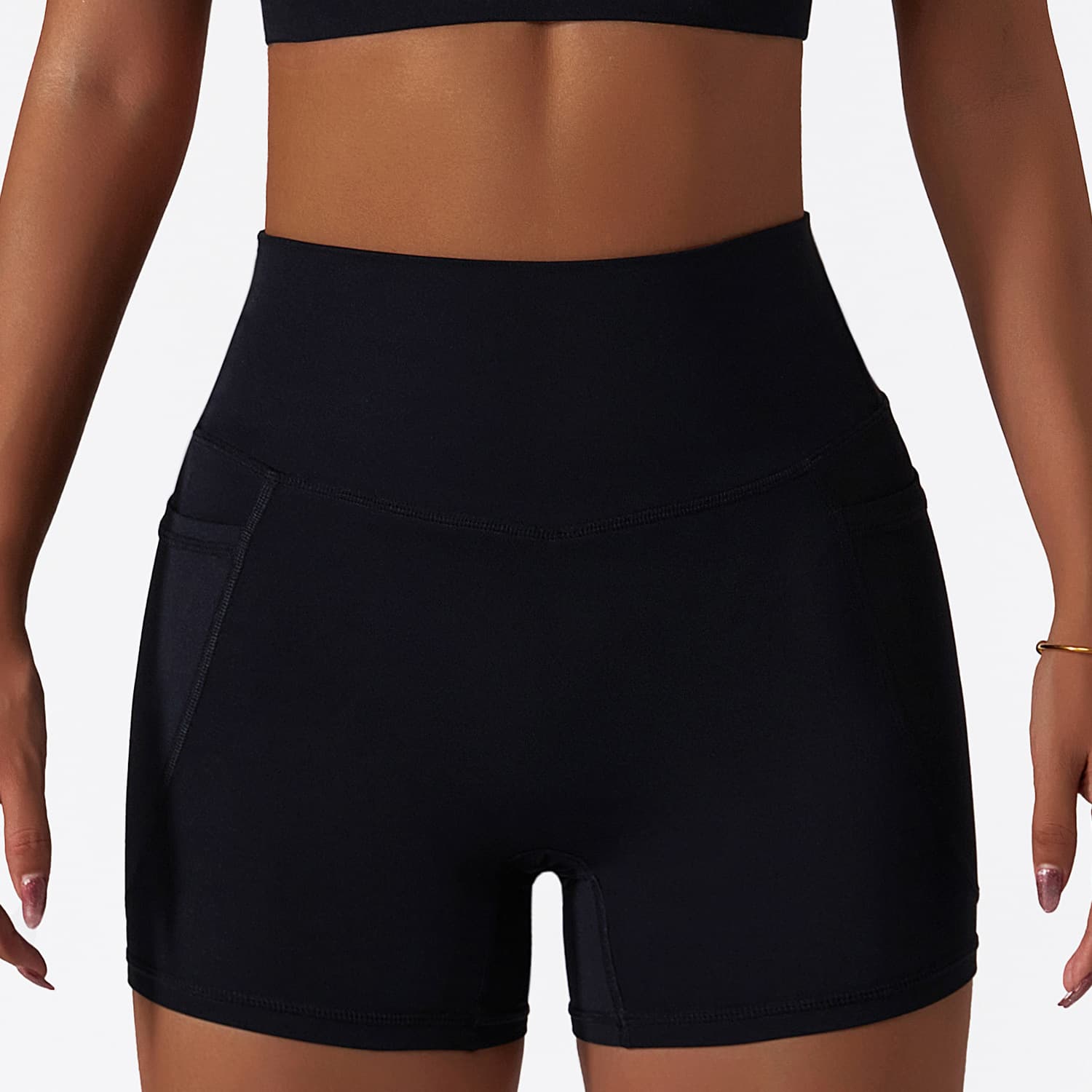 Shorts esportivos femininos da moda, cintura alta e modelagem justa. 6