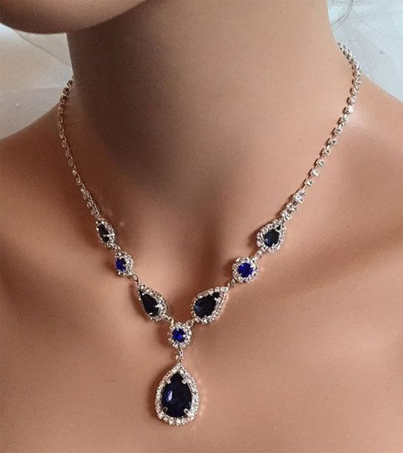 Colar de zircônia azul para mulheres 10