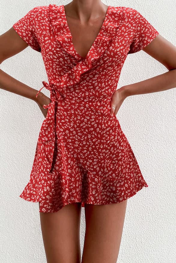 Vestido De Verão Com Decote Em V, Babado 3