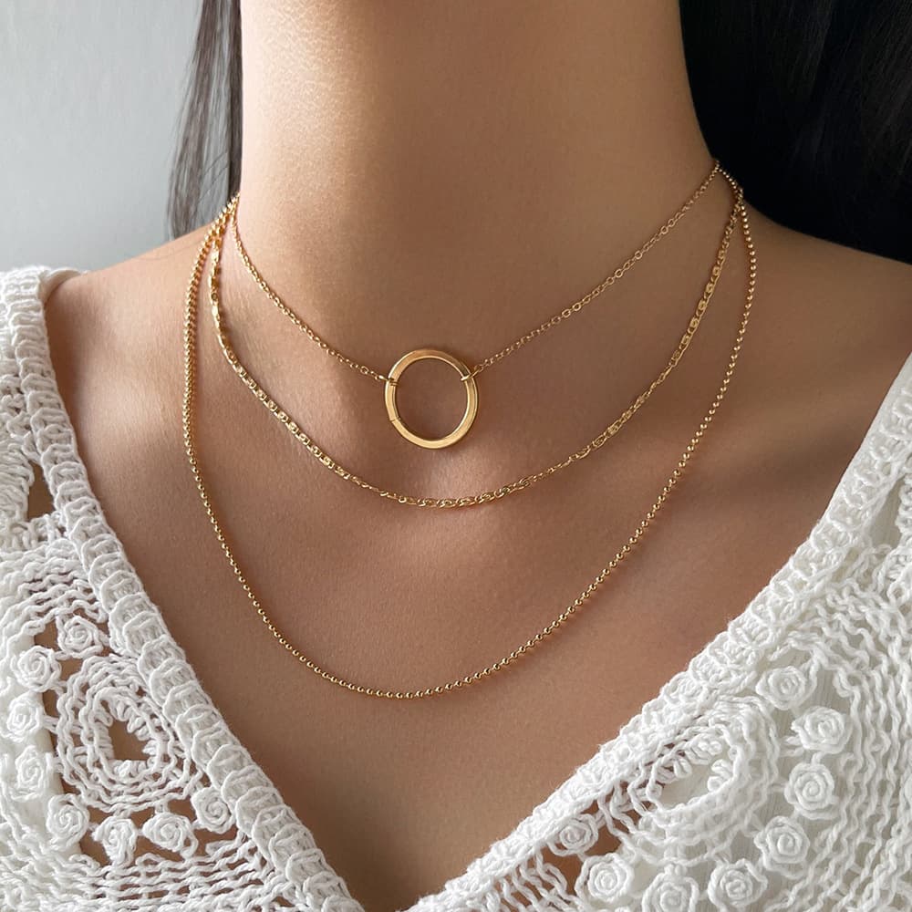 Colar Circular com Corrente para Clavícula Feminino