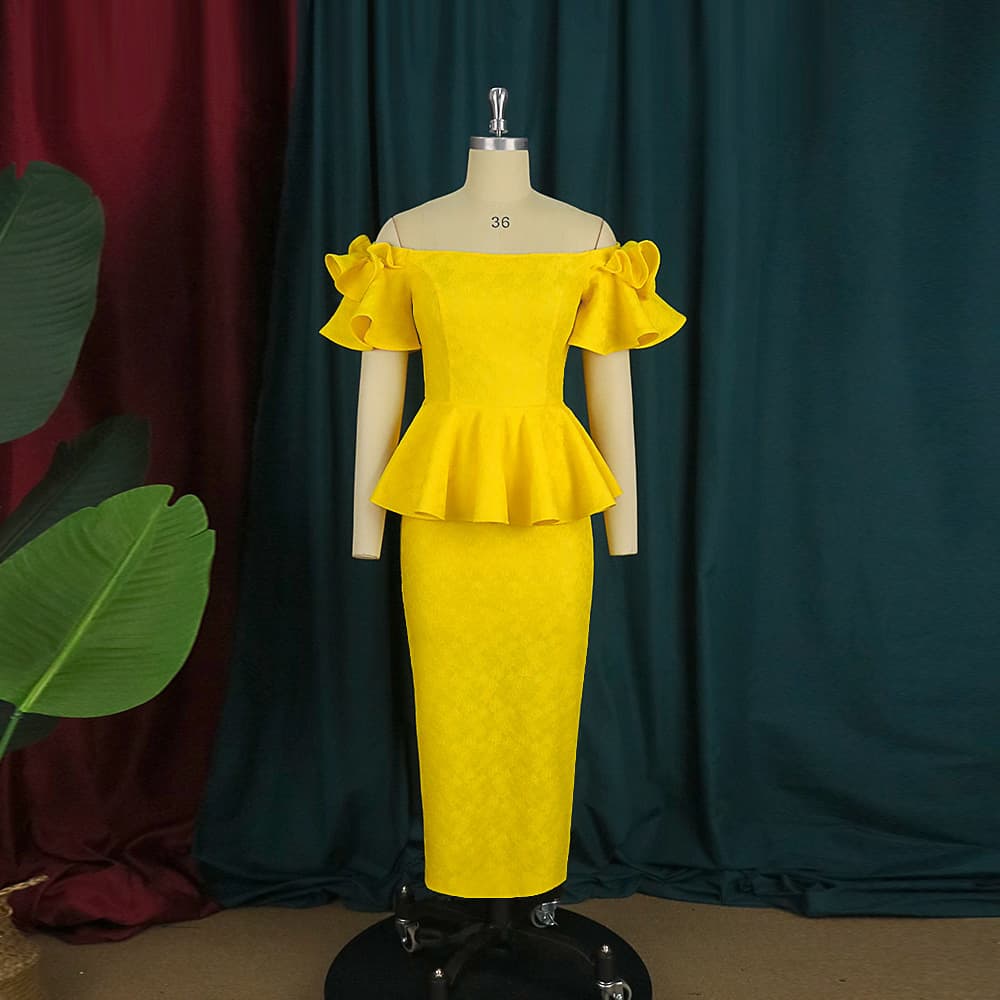 Vestido de um ombro só com babados, estilo de celebridade feminina 2