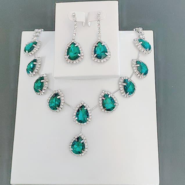 Colar de zircônia azul para mulheres 5