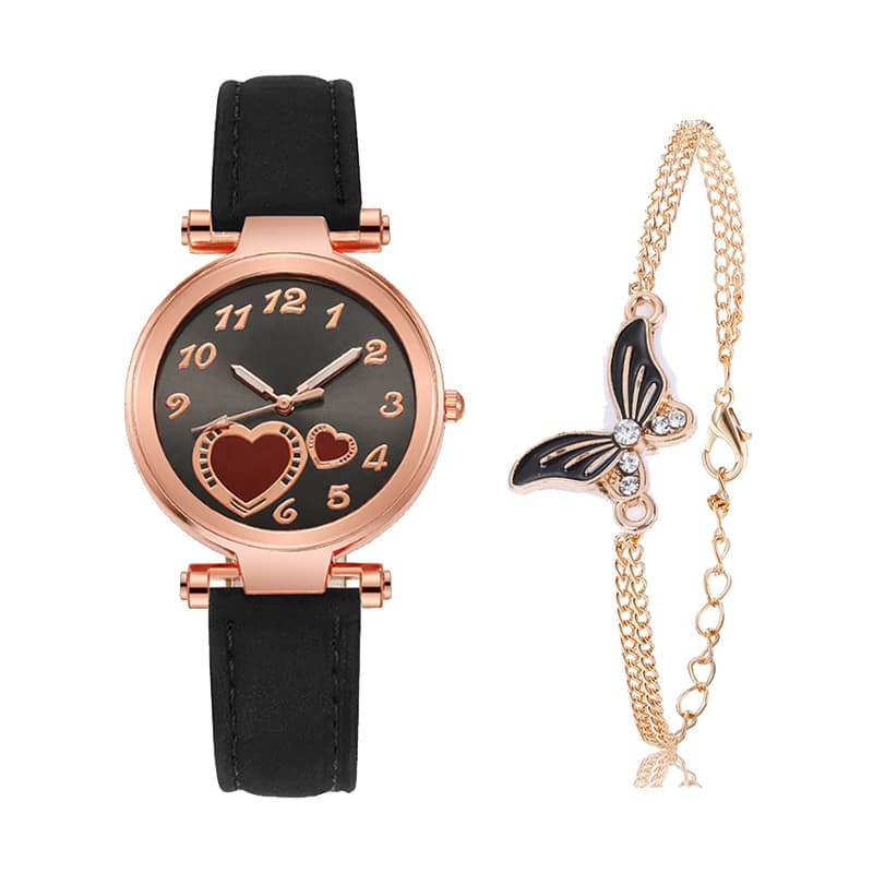 Relógio feminino estilo INS com estampa de amor