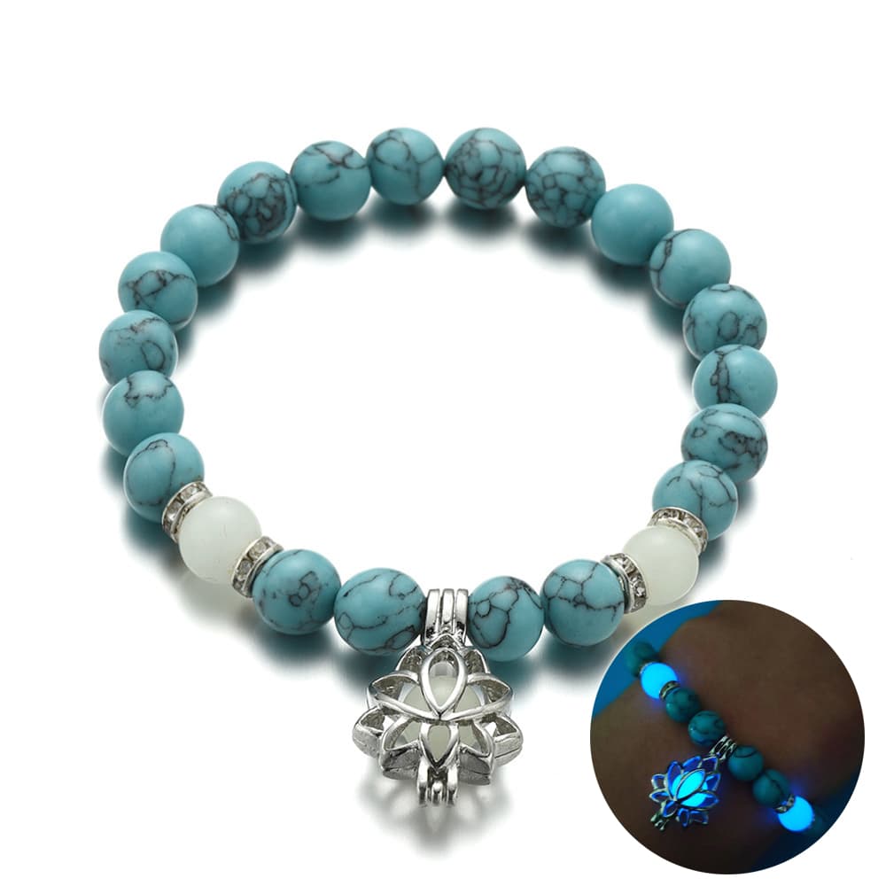 Energy Luminous Lotus Natural Stone Pulseira Yoga Healing Luminous Glow In The Dark Charm Beads Pulseira For Men Feminino Prayer Buddhism