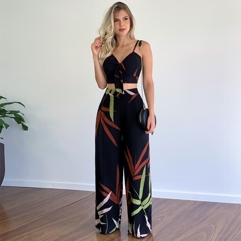 Conjunto de calça casual estampada 12