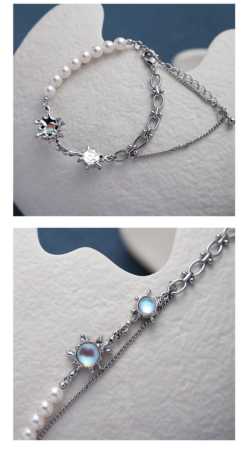 Pulseira de pérolas com costura para mulheres 10