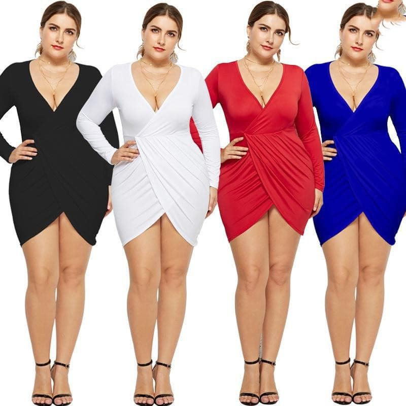 Vestido feminino Newfat Ladies com decote profundo em V, sexy e perfeito para festas. 3