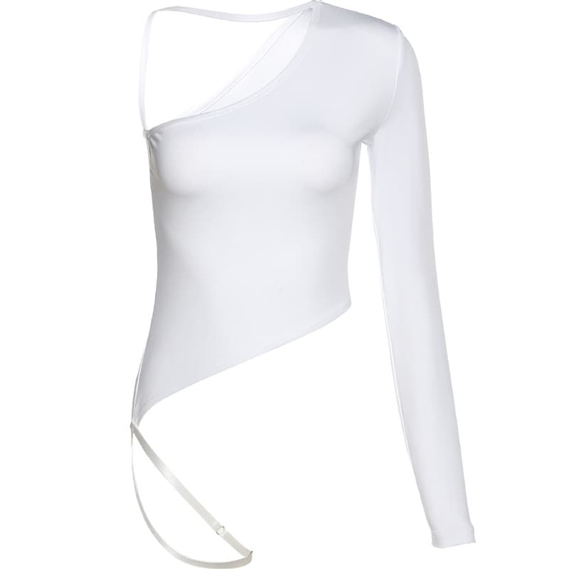 Blusa curta com ombros inclinados e design irregular 6