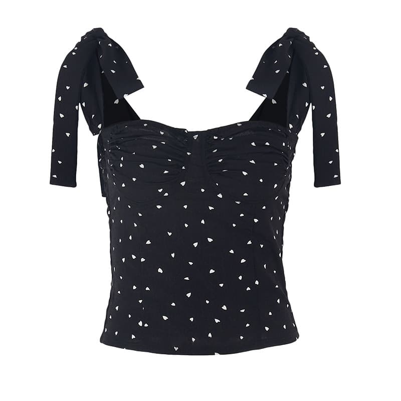 Top de alças com estampa de bolinhas para mulheres. 5