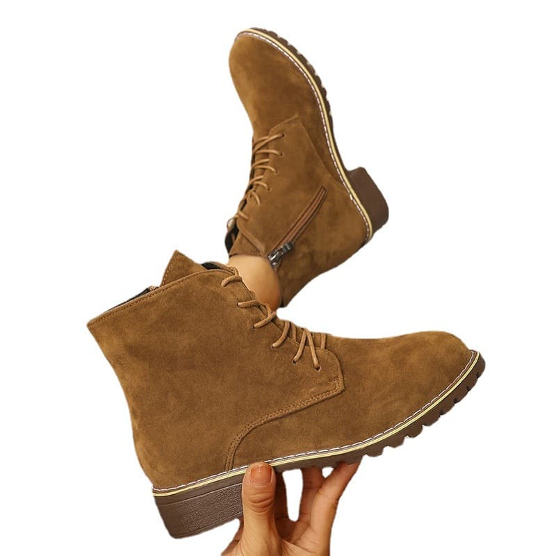 Botas curtas femininas de bico redondo, estilo Martin. 4