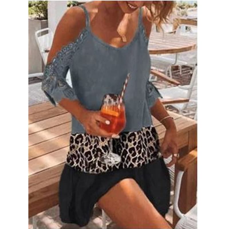 Vestido Com SuspensóRios Estilo Leopardo 6