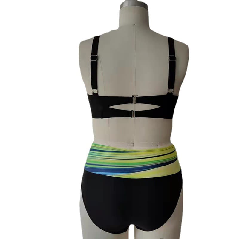 Biquíni sexy de cintura alta com estampa tie-dye listrada e recortes 7