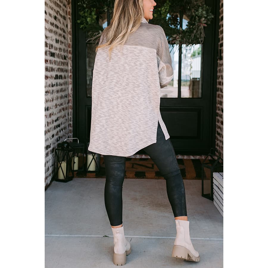 Camisa feminina casual folgada com costura INS e jaqueta de um botão. 5