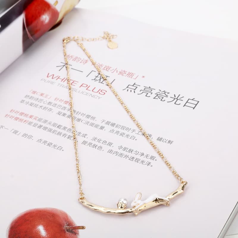 Pulseira feminina com coelho pintado a óleo com pérolas japonesas 9