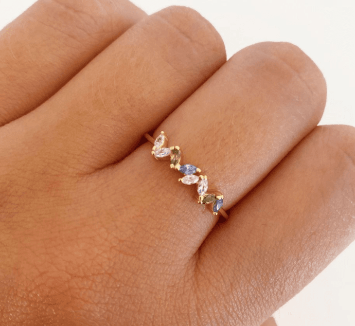 Anel de flor de zircônia 4