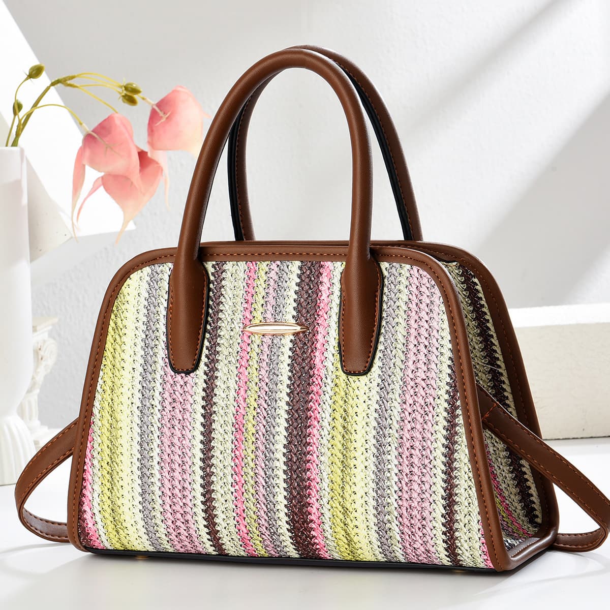 Bolsa feminina para uso diário em cores contrastantes 5