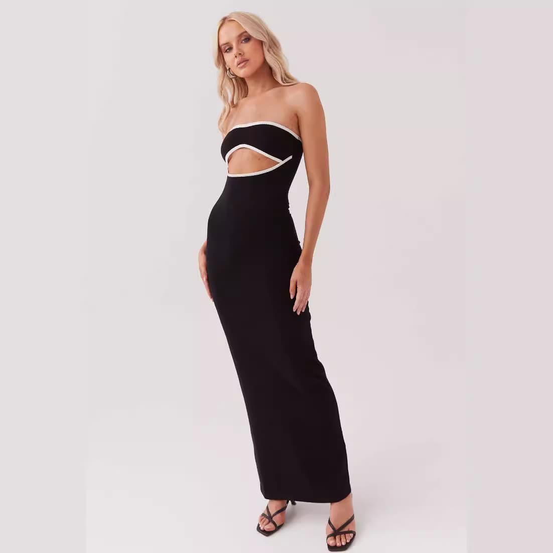 Vestido de malha tomara que caia feminino 2
