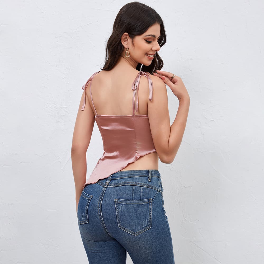 Blusa curta feminina de amarrar com modelagem justa 4