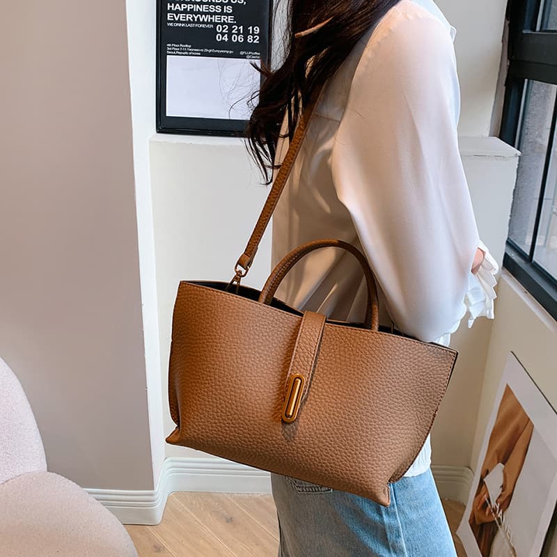Bolsa de ombro INS com estampa de lichia, bolsa saco com zíper, bolsa tote de alta capacidade para mulheres. 7