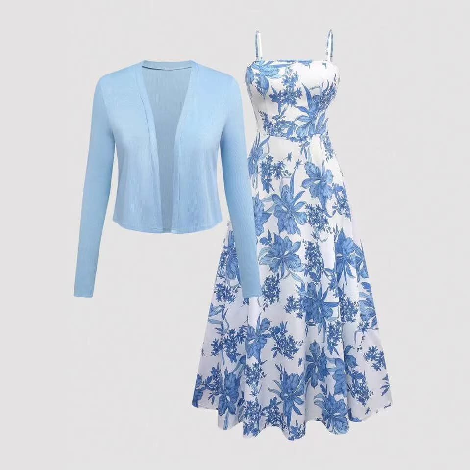 Conjunto de vestido elegante de duas peças para mulheres 4