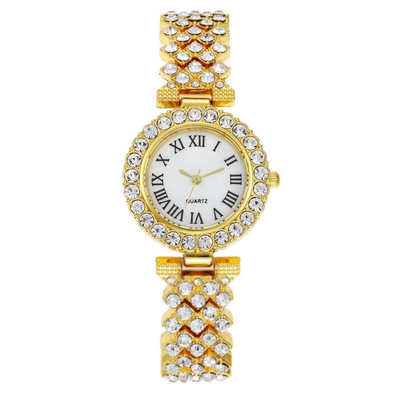 Pulseira de relógio de quartzo com céu estrelado cravejada de diamantes, versátil e elegante para mulheres. 7
