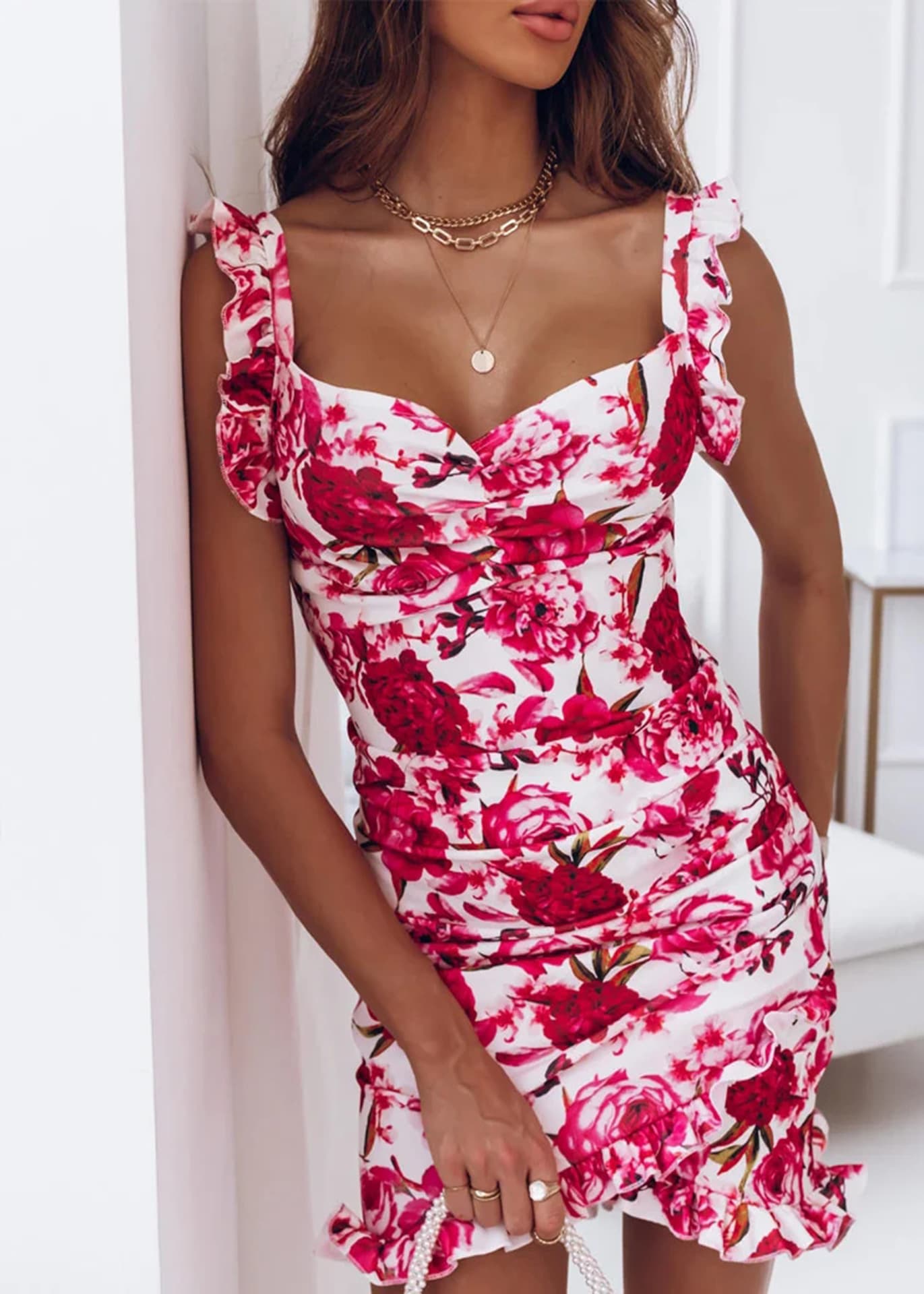 Vestido floral de verão feminino com personalidade e estilo 8
