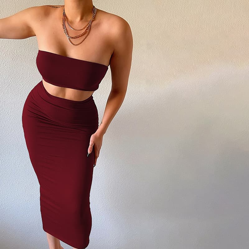 Conjunto elegante de saia longa estilo tubinho para mulheres 6