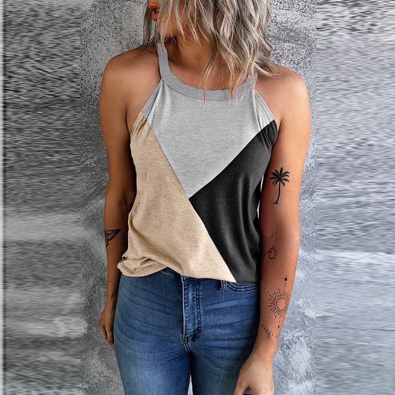 Blusa feminina casual, folgada e sem mangas