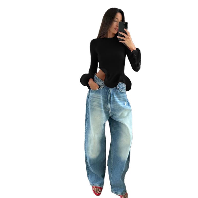 Blusa feminina de manga comprida e modelagem justa 2