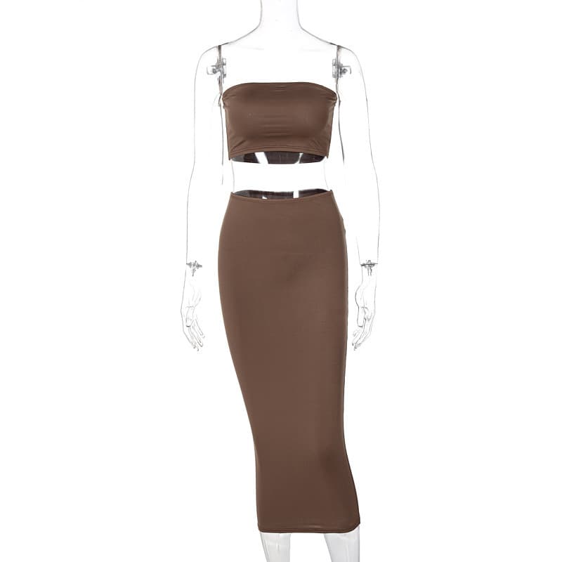 Conjunto elegante de saia longa estilo tubinho para mulheres 4