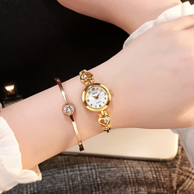 Joias simples com strass para mulheres, relógio casual