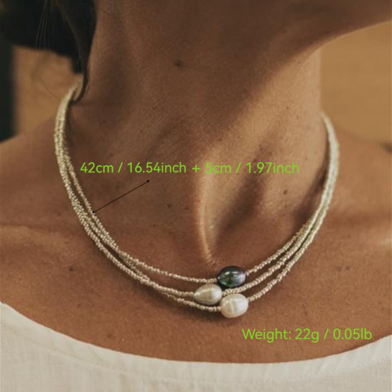 Colar ArtíStico Vintage Com Contas De PéRolas De áGua Doce Naturais.
