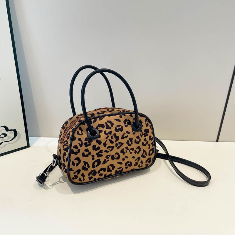 Bolsa de boliche vintage com estampa de leopardo para mulheres 2