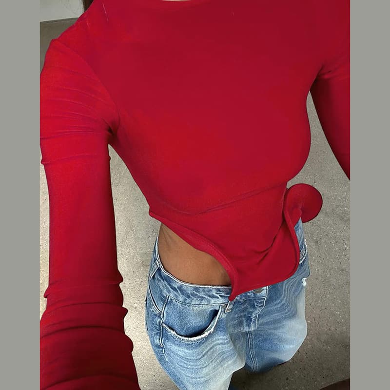 Blusa feminina de manga comprida e modelagem justa 3