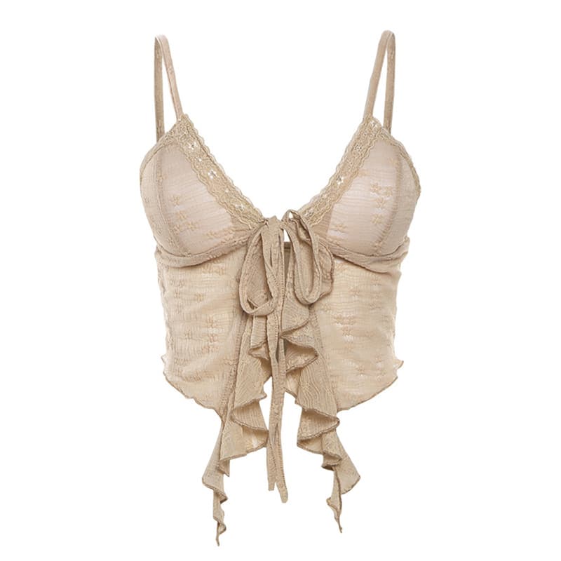 Top de renda floral com alças para mulheres 2